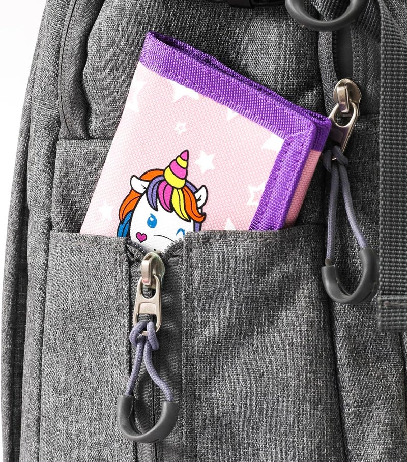 Nitort Wallet,Birthday Gifts,RFID Trifold Canvas Outdoor Sports Wallets for Kid,Lovely and Novelty Wallet with Zipper for Kids- Front Pocket Wallet with Magic Sticker(Unicorn 01) - Image 5